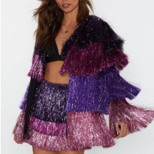 Nasty Gal Party Crasher Multicolored Fringe Jacket